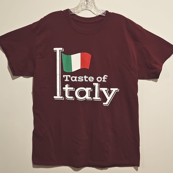Other - Taste of Italy short sleeve burgundy graphic tee Shirt CIAO! Italy Flag Unisex L
